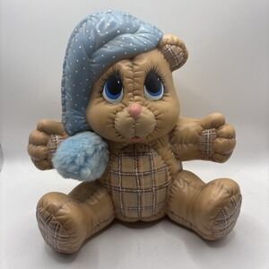 Vtg‎ 1986 Dona Mold Hand Painted Quilted Ceramic Teddy Bear Piggy Bank Nursery